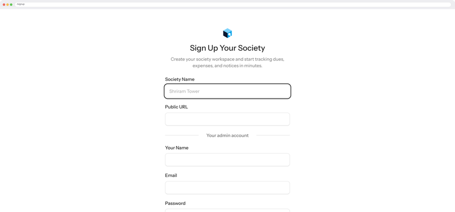 GharQO signup form